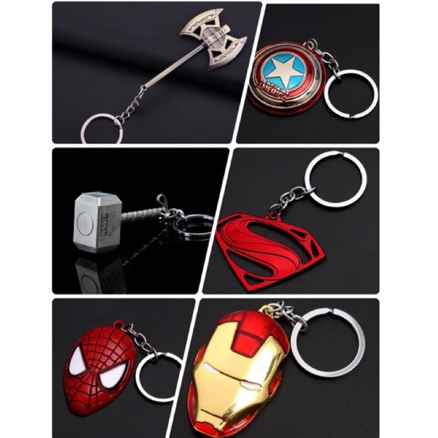 พวงกุญแจ Super Hero งานโลหะอย่างดี THOR SUPERMAN IRON MAN HULK CAPTAIN SPIDERMAN