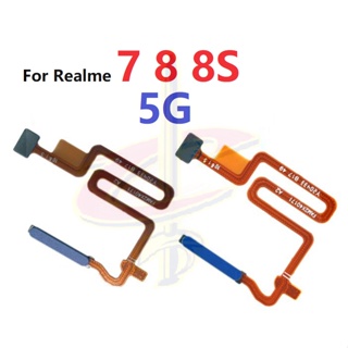 ลายนิ้วมือ แพรปุ่มโฮมสแกนนิ้ว ( Finger ) ปุ่มเปิดปิด สําหรับ Realme 7 8 8S 5G