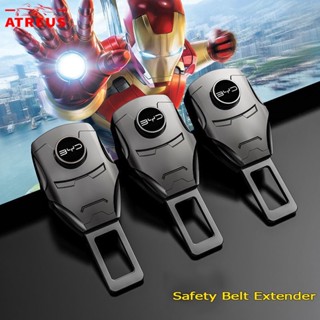 Byd Atto 3 Dolphin หัวเข็มขัดนิรภัยรถยนต์ ลายโลโก้ iron Man อุปกรณ์เสริม สําหรับ Atto3 dolphin BYD 1/2 ชิ้น