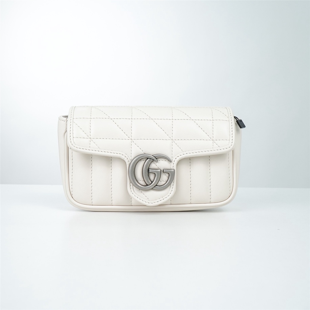 GUCCI Gucci Marmont ใหม่ marmont supermini กระเป๋าสะพายโซ่สีขาว
