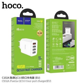 Hoco C102A หัวชาร์จ4USB+QC3.0ขากรม ของเเท้จากโรงงาน.