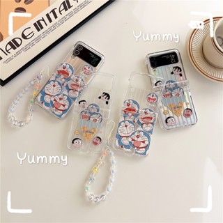 เคสโทรศัพท์มือถือ PC แข็ง แบบใส กันกระแทก ลายการ์ตูนโดราเอมอนน่ารัก สําหรับ Samsung Galaxy Z Flip 3 Flip 4 5G Z Flip3 Flip4