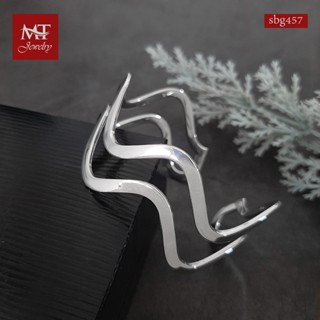 MT กำไลข้อมือเงินแท้ ลายเส้นหยัก สไตล์โมเดิร์น ข้อมือ 17, 18 ซม. Solid 925 Sterling Silver Bangle (sbg457) MT Jewelry มณีธารา