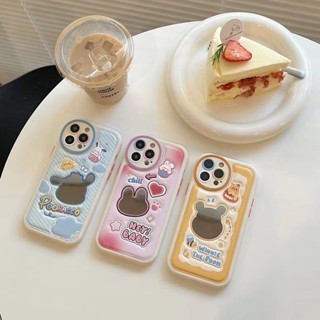 ✨ส่งเชือกเส้นเล็ก✨เคสไอโฟน 14 Pro Max 13 12 11 เคส for iPhone 14พลัส กระจกเงา หมี น่ารัก พกง่ายๆ การป้องกันการตก Case