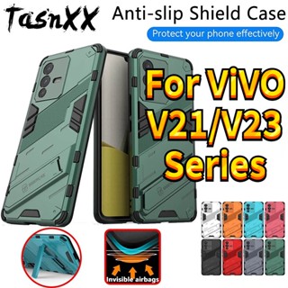 เคสโทรศัพท์มือถือ TPU กันกระแทก พร้อมขาตั้ง สไตล์พังก์เมชา สําหรับ vivo V23 V23Pro V23E S9E V21 V21E