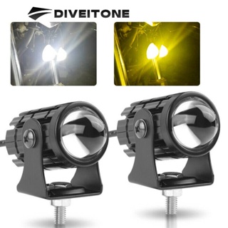 DIVEITONE ไฟมอเตอร์ไซค์ LED จำนวน 2ดวง ไฟสปอร์ตไลท์มอเตอร์ไซค์ DC12V-24Vไฟสปอร์ตไลท์ออฟโรด (เเสงสีขาว+แสงสีส้ม)