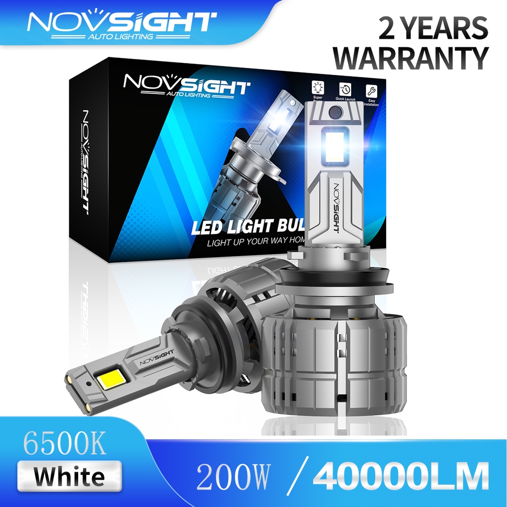 Novsight N60 หลอดไฟหน้ารถยนต์ LED H11 200W 40000LM 6500K สว่างมาก สีขาว 1 คู่ หลอดไฟตัดหมอกอัตโนมัติ