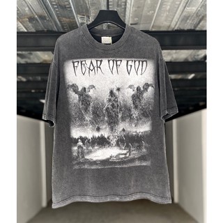 **FEAR Of GOD **Trigod Trial Redemption Limit 1of1 เสื้อยืดคอกลม แขนสั้น สไตล์วินเทจ สําหรับผู้ชาย และผู้หญิง