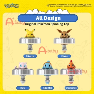 Pokemon Spinning Tops ลูกข่าง ของเล่นฟิกเกอร์ (เบย์เบลด ไจโร ไจโรสโคป) พร้อมฟิกเกอร์ PokeBall Launcher (Pikachu Eevee Squirtle Charmander Mew)