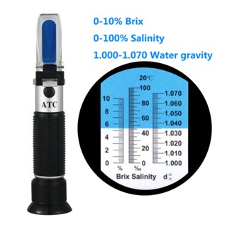 2 In 1 Brix&amp;Salinity Refractometer 0-10% Brix / 0-100% Salinity/1.000-1.070 เครื่องวัดความเค็ม/เครื่องวัดความหวาน（Brix)