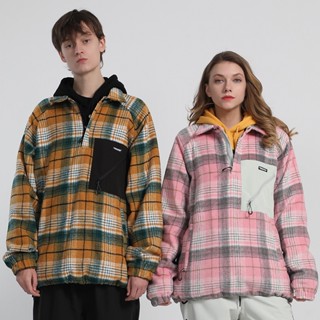 GSOUSNOW new winter ski clothing mens single board double board warm plaid shirt womens ski sweater couple E8EF