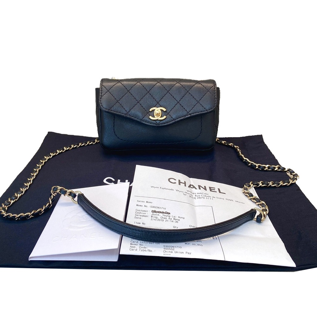 □ชาแนล CHANEL WOC กระเป๋าสุภาพสตรีกระเป๋าสะพายสีดำของแท้