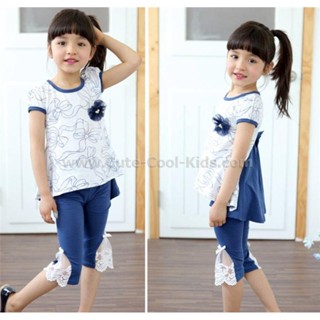 STPG-728-LZ ชุดเซ็ทเด็กผู้หญิง สีฟ้า Size-120 (5-6Y)