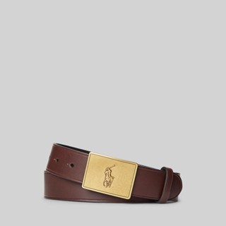 Polo Ralph Lauren BELT Pony Plaque Leather Belt เข็มขัด รุ่น MAPOBLT0F320031 สี 200 BROWN