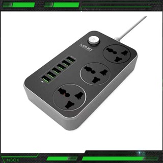 LDNIO SC3604 Power Strip with 3 AC Sockets + 6 USB Ports - Black / US Plug ของแท้💯