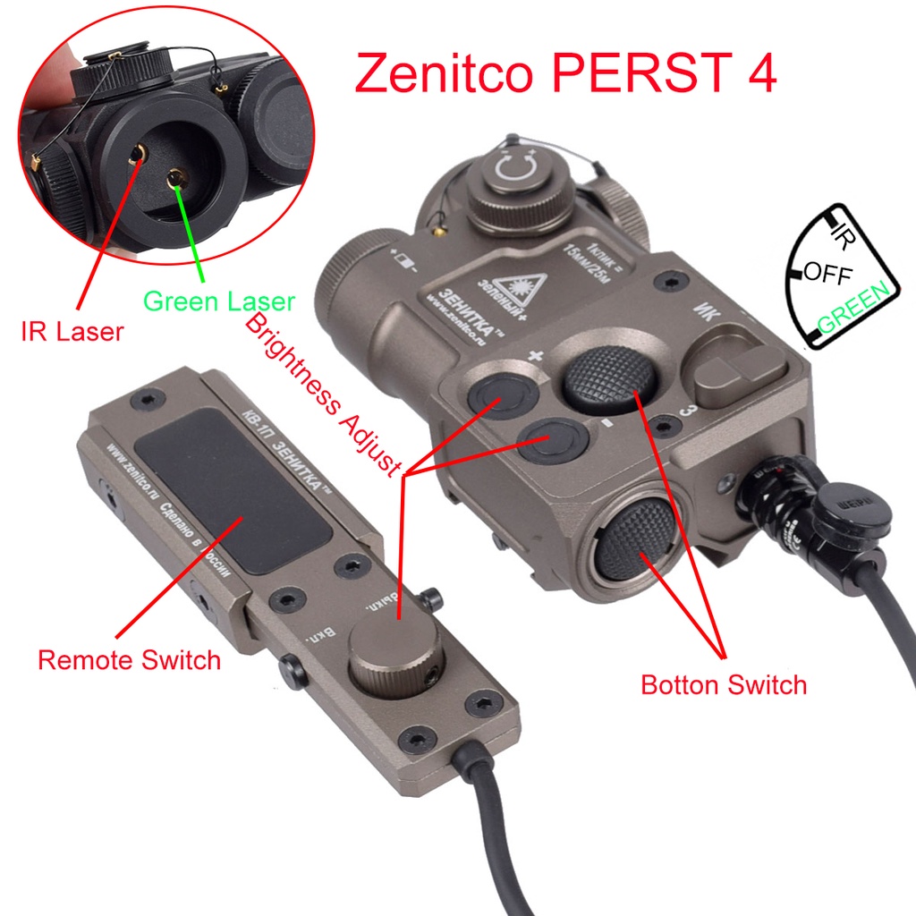 High Output Metal Zenitco Perst 4 DBAL PEQ Green Dot IR Powerful Laser ...