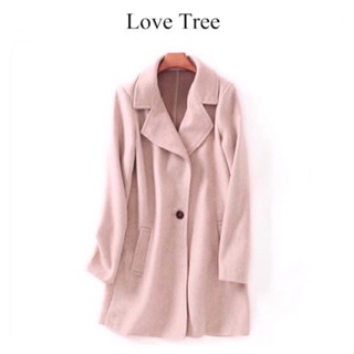 เสื้อโค้ทกันหนาว Trench coat  แพทเทินหรู  แบรนด์ LOVE TREE 🌸โค้ทยาว สีชมพูอ่อน เนื้อผ้าวูล  🌸แพทเทินหรู  (wy957)