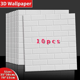 สติกเกอร์วอลเปเปอร์โฟม 3D กันน้ํา สําหรับติดตกแต่งผนังบ้าน ห้องนอนเด็ก DIY 10 ชิ้น