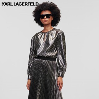 KARL LAGERFELD - LUREX KL MONOGRAM BLOUSE 226W1609 เสื้อเบลาส์