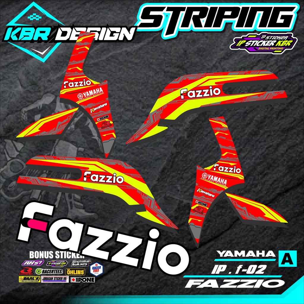 Fazzio Striping สติกเกอร์ Semi Full Trim Striping สติกเกอร์ YAMAHA FAZZZIO IP.F.02 รถจักรยานยนต์ Var