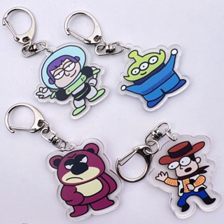 พวงกุญแจอะคริลิค จี้การ์ตูนอนิเมะ Toy Story Buzz Lightyear Hu Three Eyes Strawberry Bear