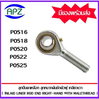 POS16 POS18 POS20 POS22 POS25 ลูกปืนตาเหลือกตัวผู้เกลียวขวา ( INLAID LINER ROD ENDS WITH RIGHT-HAND MALE THREAD) โดย APZ