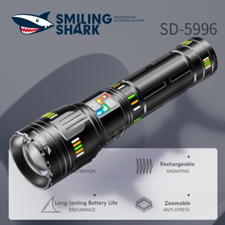 Smiling Shark ไฟฉาย Led M80 12000LM 3000 ม. ซูมได้ กันน้ํา สีสันสดใส สําหรับตั้งแคมป์ เดินป่า ตกปลา