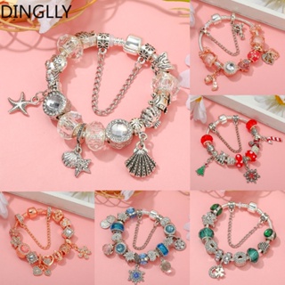 Dinglly แฟชั่น ปลาดาว &amp; เปลือกหอย สร้อยข้อมือ เสน่ห์ สําหรับผู้หญิง Diy ลูกปัด สร้อยข้อมือ เครื่องประดับคริสต์มาส