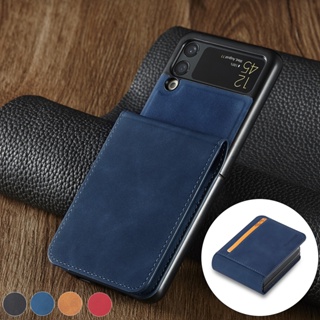 เคสโทรศัพท์หนัง PU แบบฝาพับ พร้อมช่องใส่บัตร สําหรับ Samsung Flip5 Galaxy Z Flip 3 4 5 Flip3 Flip4 5G