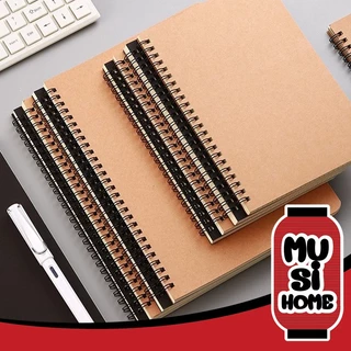 MUSI.HOME【ราคาถูก】สมุดโน๊ต【QC-แพ็คอย่างดี】สมุดสันห่วงปกดำ ปกน้ำตาล ขนาด B5 A5 เส้นกราฟ มีเส้น SET1 ART15