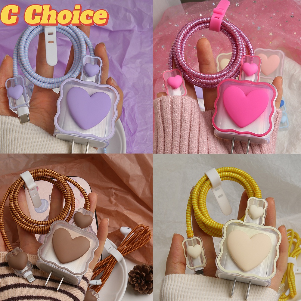 Ins เคสป้องกันสายชาร์จหูฟัง ลายคลื่นหัวใจ สําหรับ iPhone 18w 20w ipad ip14promax 14pro 14 ip12 11pro