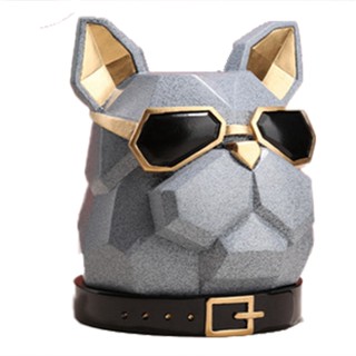 Practical Glasses Dog Head Tissue Box Sculpture Creative Resin Animal Head Simple Home Living Room Decoration Accessorie