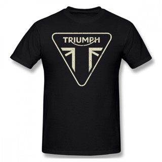 Mowei7 เสื้อยืด ผ้าฝ้าย 100% พิมพ์ลายโลโก้ Triumph สไตล์วินเทจ พลัสไซซ์ สําหรับผู้ชาย