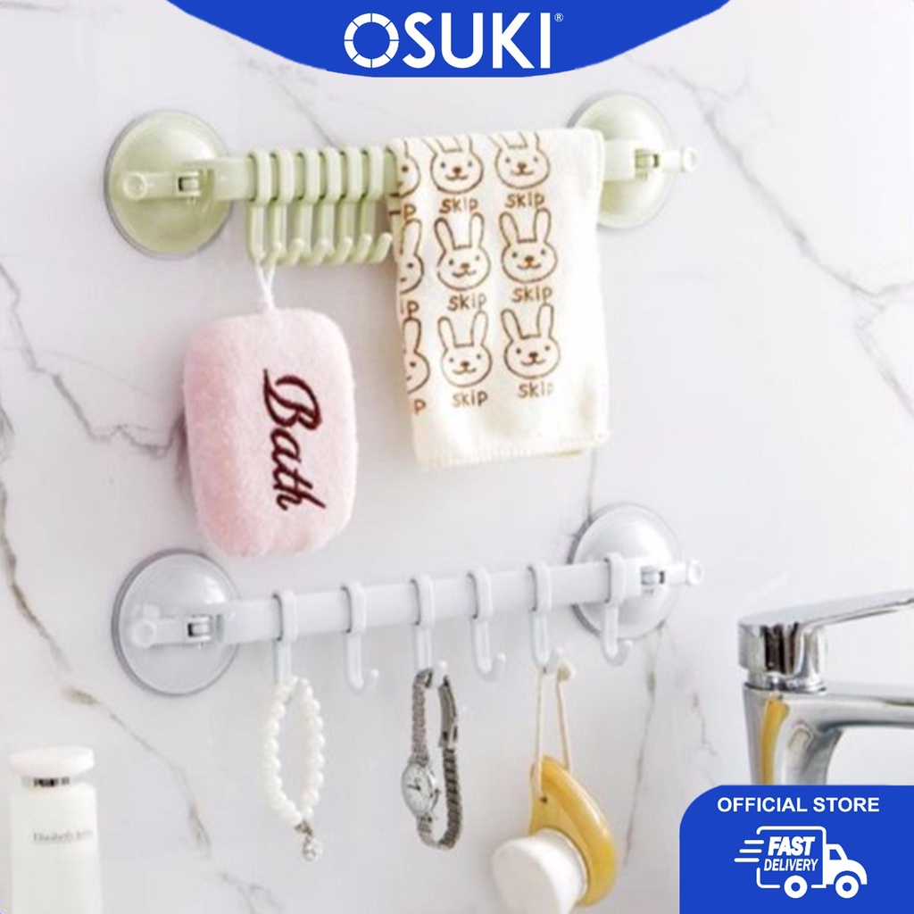 OSUKI ตะขอดูดทรงพลังที่สร้างสรรค์สําหรับผนังห้องน้ํา - สีฟ้า