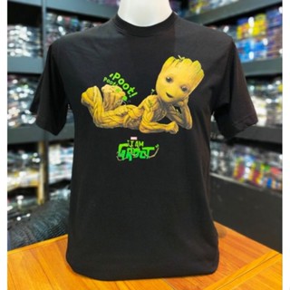 เสื้อยืดMarvel ลิขสิทธิ์แท้ ลาย groot สีดำ (MVX-333)