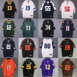 เสื้อกีฬาแขนสั้น คอวี แบบสวมหัว ปักลายทีมชาติฟุตบอลอเมริกัน Jersey NFL Jersey สไตล์ฮาราจูกุ