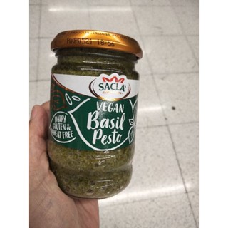 Sacla Vegan Basil Pesto ซอสเพสโต้ ผสมโหระพา สูตร มังสวิรัติ 190กรัม