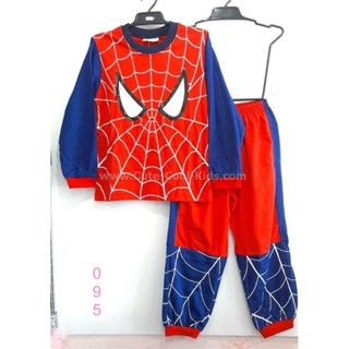 L-PJB-095-1-thb ชุดนอนเด็ก สีแดง ลาย Spider