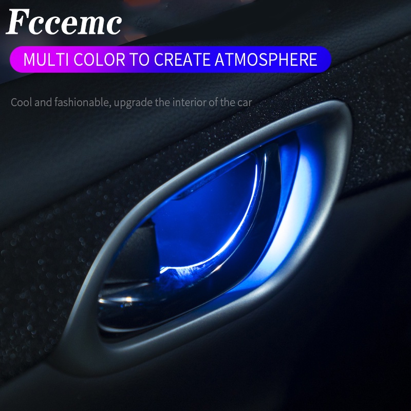 4pcs Led Car Inner Door Bowl Lights Decorative Handle Armrest Atmosphere Light Auto Interior Lighting Decoration Ambient