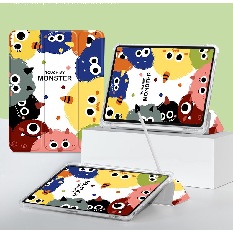 เคสไอเเพด gen10 ที่มีช่องเสียบปากกาฝาหลังแบบใส gen5/gen6 9.7 เคส gen7/gen8/gen9 10.2 with for ipadcase Air1/3 Air5 Air4