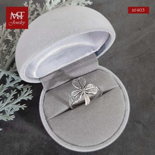 MT แหวนเงินแท้ รูปใบโคลเวอร์ งานรมดำ ไซส์: 56, 59 Solid 925 Sterling Silver Ring (sr403) MT Jewelry มณีธารา