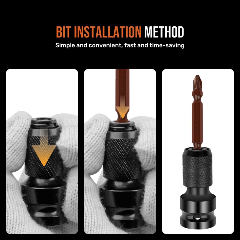 Kiprun ซ็อกเก็ตอะแดปเตอร์แปลงเจาะ Chuck Converter ซ็อกเก็ตอะแดปเตอร์ Hex Shank 1/2 ถึง 1/4 