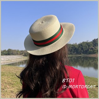 หมวกปานามาทรงเค้ก หมวกสาน Bamboo Boater hat งานสวยมาก สินค้าคุณภาพดีรูปถ่ายจากสินค้าจริง ส่งจากไทย🇹🇭