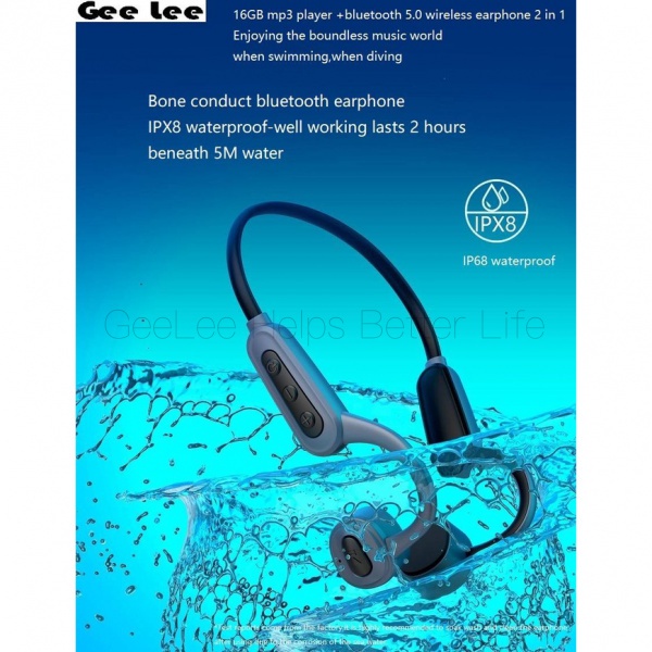 16GB MP3 Bluetooth Headset Bone Conduction HIFI Music Player IPX8 Waterproof Swimming Outdoor Sports  Walkman Magnetic C