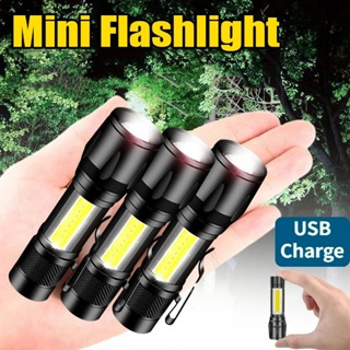 ไฟฉาย LED COB 3 โหมด ซูมได้ แบบพกพา ขนาดเล็ก ชาร์จ USB กันน้ํา สว่างมาก สําหรับเดินป่า ตั้งแคมป์ เอาตัวรอด ฉุกเฉิน