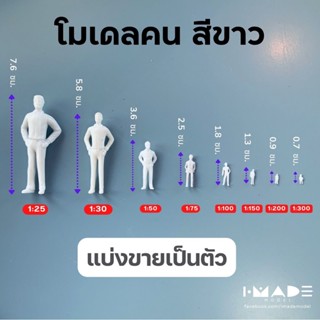 โมเดลคน สีขาว (แบ่งขาย) scale 1:25 | 1:30 | 1:50 | 1:75 | 1:100 | 1:150 | 1:200 | 1:300 โมเดลสวนขวด โมเดล คนจิ๋ว ของจิ๋ว