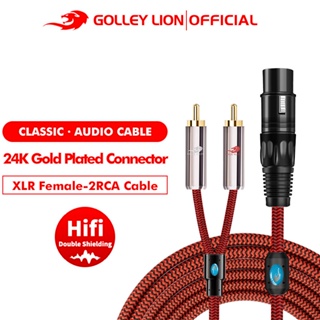 Golley LION XLR Female to Dual RCA Y สายเคเบิ้ลแยกเสียงสเตอริโอ สําหรับลําโพงเครื่องขยายเสียงกล้อง