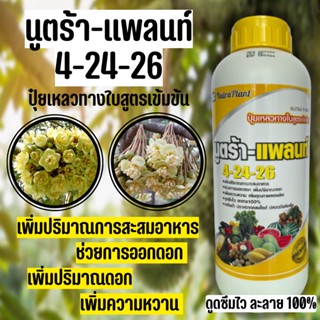 ปุ๋ยน้ำ นูตร้า-เเพลนท์ 4-24-26 (ขนาด1ลิตร) เพิ่มปริมาณการสะสมอาหาร ช่วยการออกดอก เพิ่มปริมาณดอก