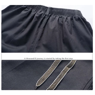 กางเกงขาสั้นผู้ชาย เอวยางยืด กระเป๋ามีซิป ไซส์ XL-5XL สไตล์เรียบง่าย ใส่สบาย ผ้าคอตตอนอย่างดี