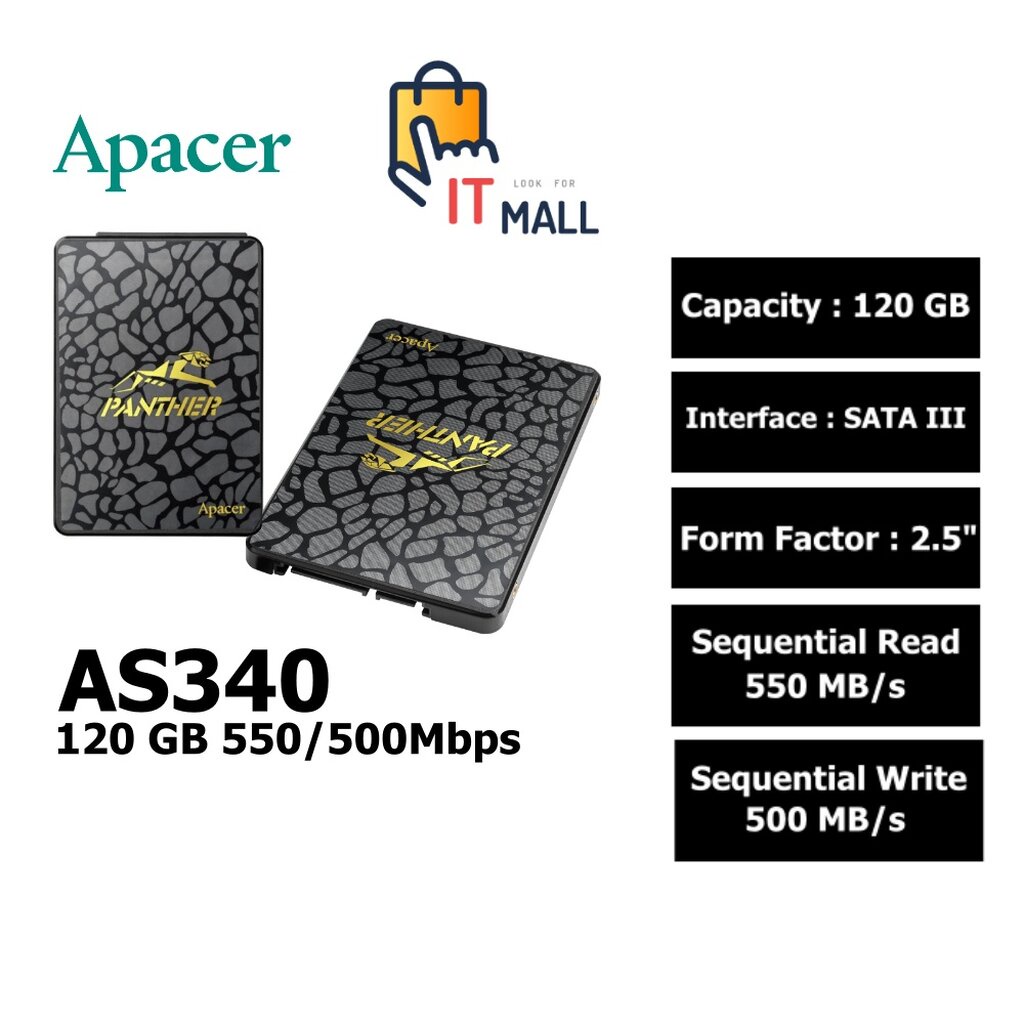 ️กรุงเทพฯด่วน1ชั่วโมง️ 120 GB SSD Apacer AS340 R/W up to 550/500Mbps. 3 YEARS WARRANTY #6